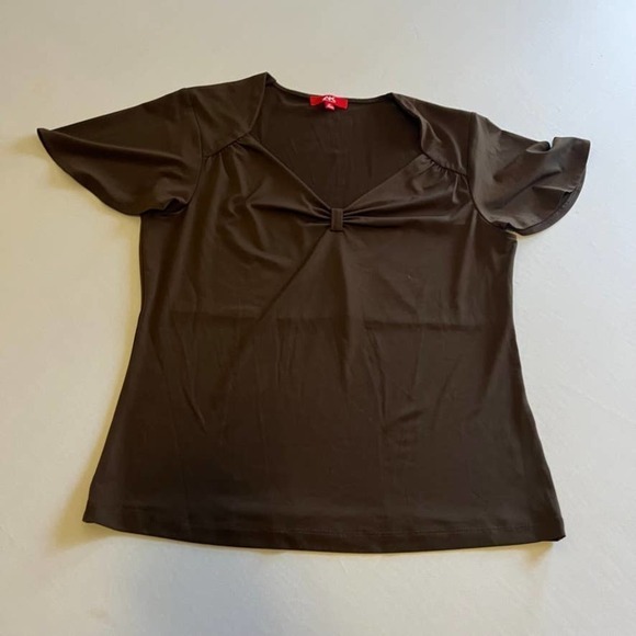 Ak Anne Klein Sport Brown v-neck top M - Picture 1 of 7